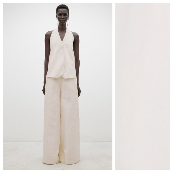 NWT. Massimo Dutti Limited Edition Ivory Wool/Viscose/Silk Blend Trousers Size 4 - Picture 1 of 13